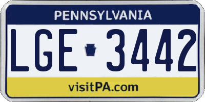PA license plate LGE3442