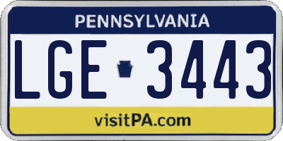 PA license plate LGE3443