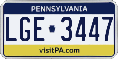 PA license plate LGE3447