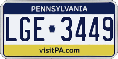PA license plate LGE3449