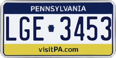 PA license plate LGE3453
