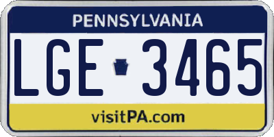 PA license plate LGE3465