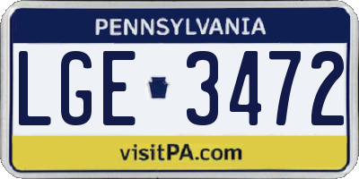 PA license plate LGE3472