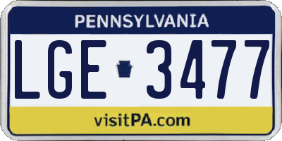 PA license plate LGE3477