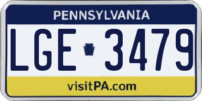 PA license plate LGE3479