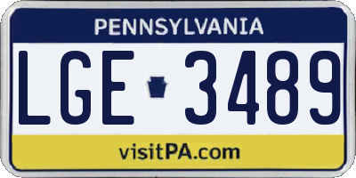 PA license plate LGE3489