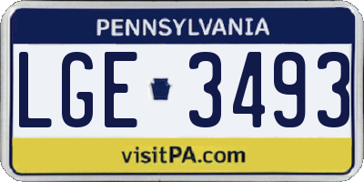 PA license plate LGE3493