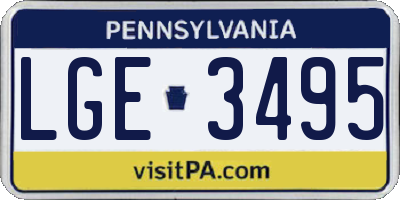 PA license plate LGE3495