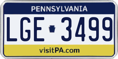 PA license plate LGE3499