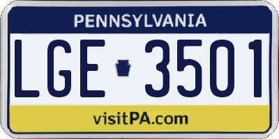 PA license plate LGE3501