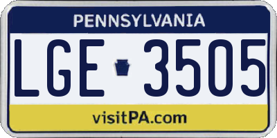 PA license plate LGE3505