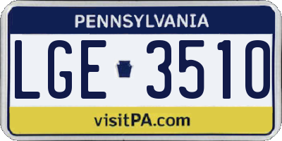 PA license plate LGE3510