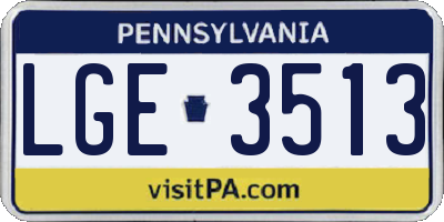 PA license plate LGE3513