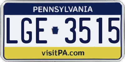 PA license plate LGE3515