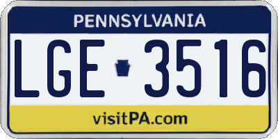 PA license plate LGE3516