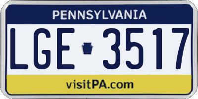PA license plate LGE3517