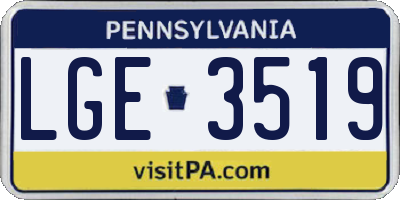 PA license plate LGE3519