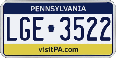 PA license plate LGE3522