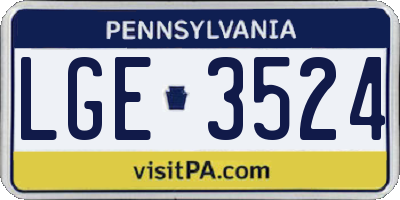 PA license plate LGE3524
