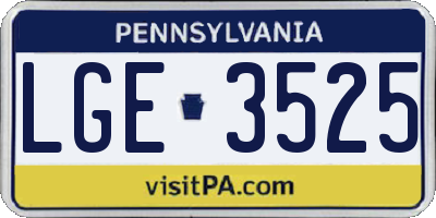 PA license plate LGE3525