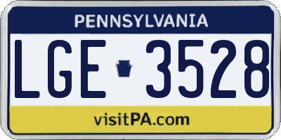 PA license plate LGE3528