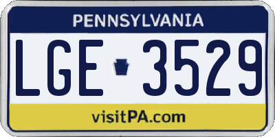 PA license plate LGE3529