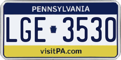 PA license plate LGE3530