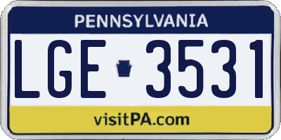 PA license plate LGE3531