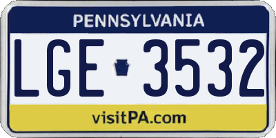 PA license plate LGE3532