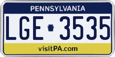 PA license plate LGE3535