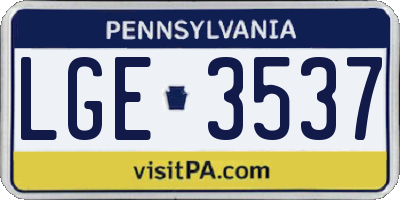 PA license plate LGE3537