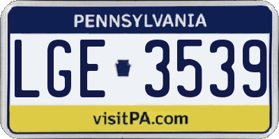 PA license plate LGE3539