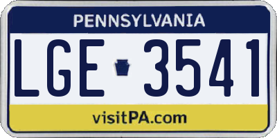 PA license plate LGE3541
