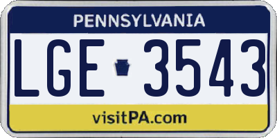 PA license plate LGE3543