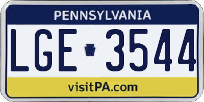 PA license plate LGE3544