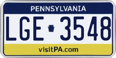 PA license plate LGE3548
