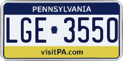 PA license plate LGE3550