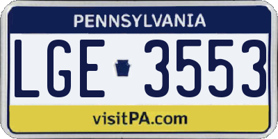 PA license plate LGE3553