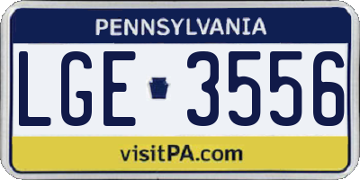 PA license plate LGE3556