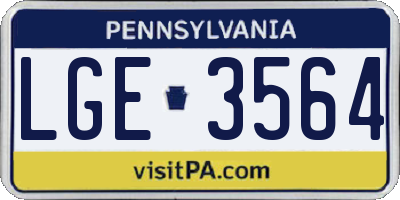 PA license plate LGE3564