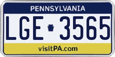 PA license plate LGE3565