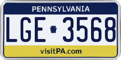 PA license plate LGE3568