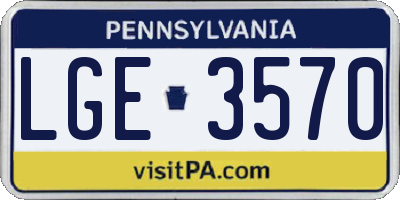 PA license plate LGE3570