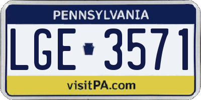PA license plate LGE3571