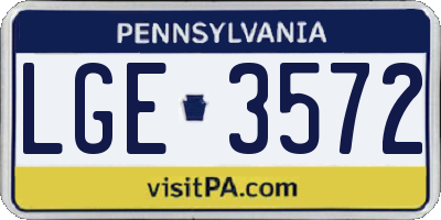 PA license plate LGE3572