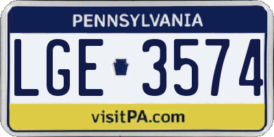 PA license plate LGE3574