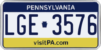 PA license plate LGE3576