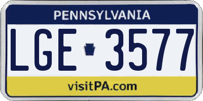PA license plate LGE3577