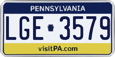 PA license plate LGE3579