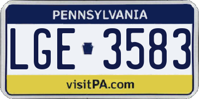PA license plate LGE3583